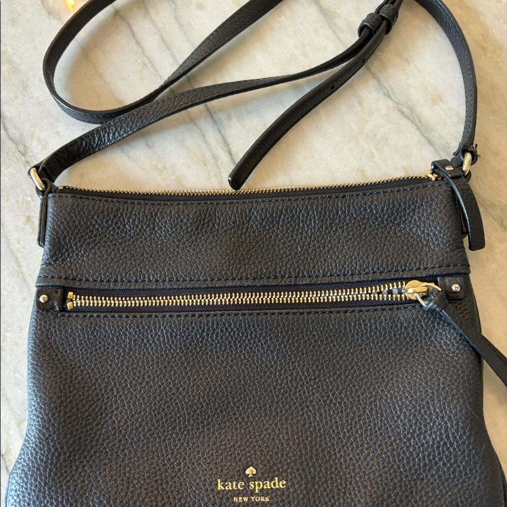 Kate Spade black leather cross-body purse